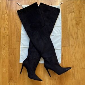Good American Women’s Over the Knee Fold Over Boots 100% Suede Black Size 8 NWT